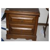 Wooden nightstand w/metal pulls 2 drawers