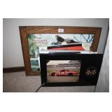 Nascar and other Framed Wall Art; Clock