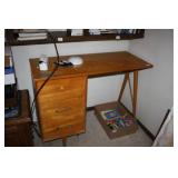 Light Colored Wooden Desk w/3 Drawers; MCM Style