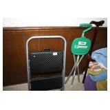 Step-Stool; Cane, Portable Plastic Seat