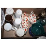 Speckled Ceramic Dog/Bowl; Coffee Mugs; Stein
