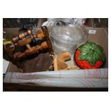 Crystal Ice Bucket; Wooden Basket; Cheese Grater