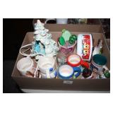 Vintage Ceramic Tree w/ nativity inside; Mugs
