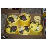 Homemade Canister Set Yellow with flowers etc