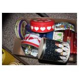 Tins; 10+ Metal tins, mostly Christmas tins