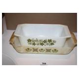 Pyrex Baking Dishes w/Green Decal Patterns