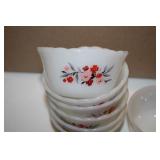 Small white dishes w/Floral Pattern and 1 odd