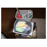 Hangers. Trashcan, tape, rags