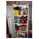 Metal Cabinet w/garage items; Cleaning supplies