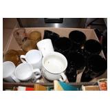 Drinking Glasses 6 Black glasses w/ handles etc..