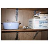 Items on Shelf; Ball for truck; tile odds and ends