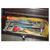 Brown Metal Toolbox w/various random tools