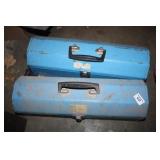2 Blue Metal toolboxes w/shop odds and ends