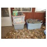 Plastic Tubs w/outdoor items; 3 total