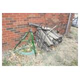 Standing Sprinkler, wood rack, firewood; hose