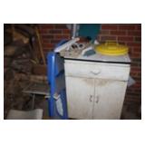 small handles yard tools, Metal cabinet, sleds