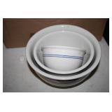 Set of Mixing Bowls; Gray w/Blue Stripe