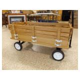 Wagon Display w/slat sides, handle, rubber wheels