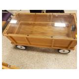 Wagon Display w/solid sides, glass top, and light