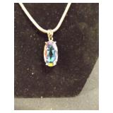 Mystic Topaz (per seller) stone on 21" snake chain