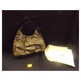 Coach Handbag, Pewter, Shiny Leather