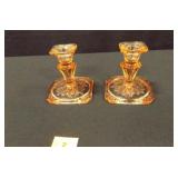 Adams Pink Glass Candleholders - 2 count Adams Pink Glass Candleholders - 2 count
