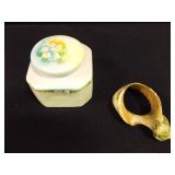 Shell Napkin Ring Holder and Porcelain Box Shell Napkin Ring Holder and Porcelain Box