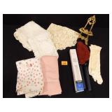 Dresser Scarves, gold tone easel, Taper Candles Dresser Scarves, gold tone easel, Taper Candles