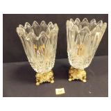 Glass Candleholders, metal bases (2)