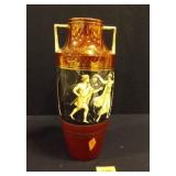 Handled Vase w/Roman Scene and Gold Accents