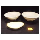 Serving Bowls (2) white w/Gold Trim