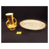 Home Laughlin Platter & Pearl Gold Vase Home Laughlin Platter & Pearl Gold Vase