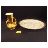 Home Laughlin Platter & Pearl Gold Vase