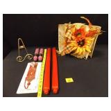 Decorative; 1 hook w/glass knob; 1-Easel; Candles Decorative; 1 hook w/glass knob; 1-Easel; Candles