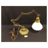 Ornate metal Desk lamp with ruffled shade Ornate metal Desk lamp with ruffled shade
