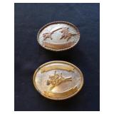 2 Vintage Nickel Silver Cowboy Belt Buckles