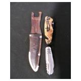 2 Folding Pocket Knives, Edge Brand Sheath