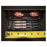 3 steel tip darts with Harley Davidson fins