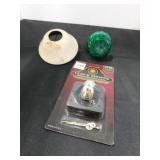 misc metal lamp cover; clock hardware