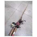 3 fishing rods poles- Zebco 404 & 33 & ?