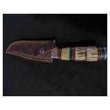 Handmade Damascus Steel Knife with antler