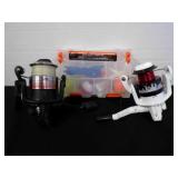2 Abu Garcia spinning Reels, R2F tackle box