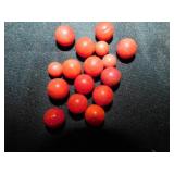 16 vintage red marbles