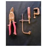 Vintage WISS Tin Snips, Coping Saw, No ï¿½ 65 Clamp