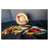 Vintage Alvey Salmon Reel, 20 Fishing Lures