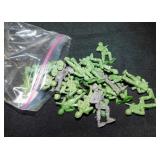 vintage plastic green & grey military toy figures