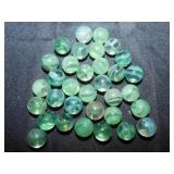 33 vintage clear/green swirl marbles