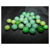 27 vintage solid green marbles