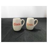 2 mini ceramic Coors mugs