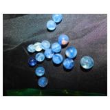 16 vintage variety blue marbles